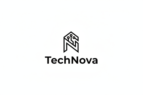 logo van tech nova onder het logo moet tech nova staan zwart wit